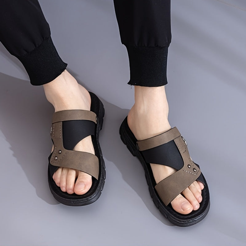 2025 Summer Men'S Casual Dual-Use Sandals And Slippers, Outdoor Non-Slip Beach Shoes for Summer, Thick-Soled Comfortable Two-Way Slippers.
