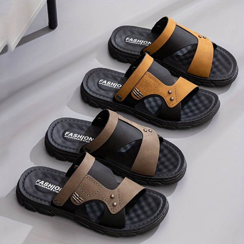 2025 Summer Men'S Casual Dual-Use Sandals And Slippers, Outdoor Non-Slip Beach Shoes for Summer, Thick-Soled Comfortable Two-Way Slippers.