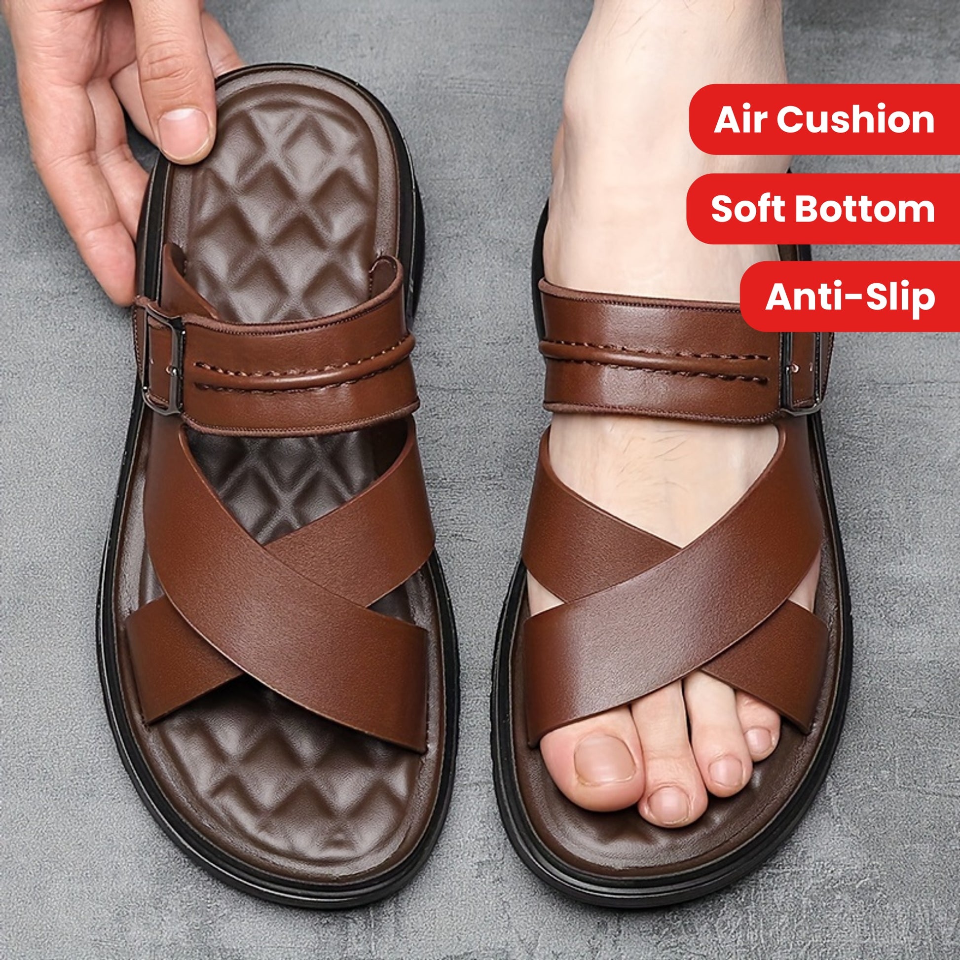 Men's Street Fashion Air Cushion Soft Bottom Anti-slip Vacation Leisure Slippers