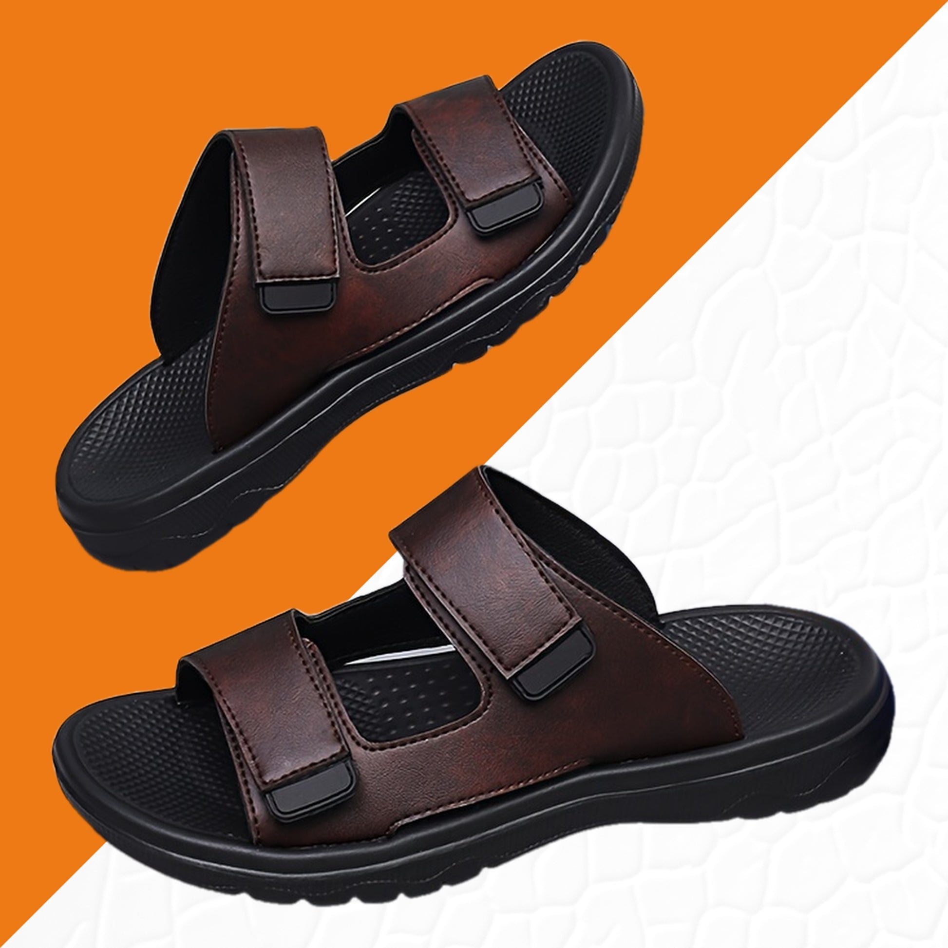 Men's Solid Color Open Toe Breathable Slippers, Comfy Non Slip Durable Casual Soft Sole Summer Walking Shoes, Men's Footwear